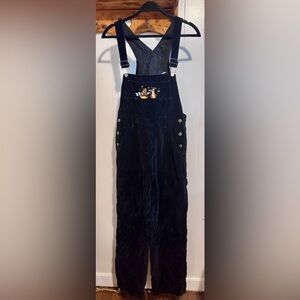 Vintage 90s/Y2K Disney Black Corduroy Overalls with Pooh and Tigger Patch